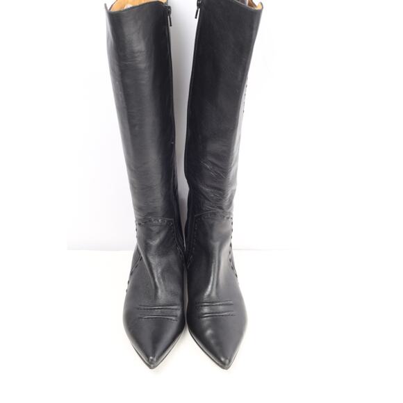 JOHN FLUEVOG Britney Black Leather Knee High Western Cowgirl Boots Size 10.5 - Picture 3 of 16